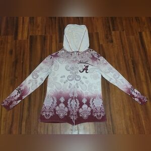 P. Michael University Of Alabama Zip Up Shirt Hood Crimson White Paisley Design